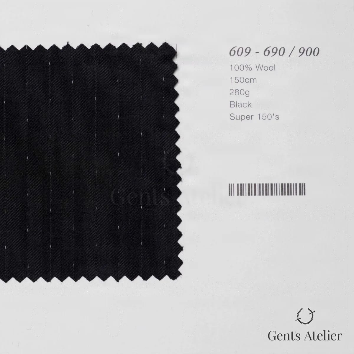 Образец ткани Marzoni 609 - 690 / 900 с этикеткой — Чёрный