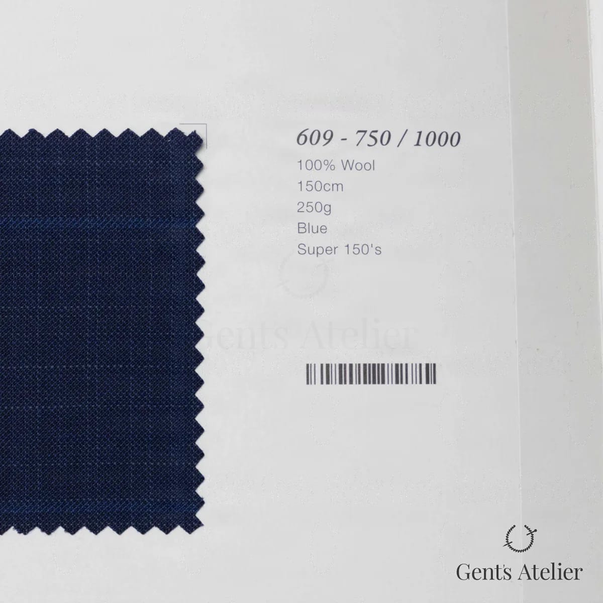 Образец ткани Marzoni 609 - 750 / 1000 с этикеткой — Синий