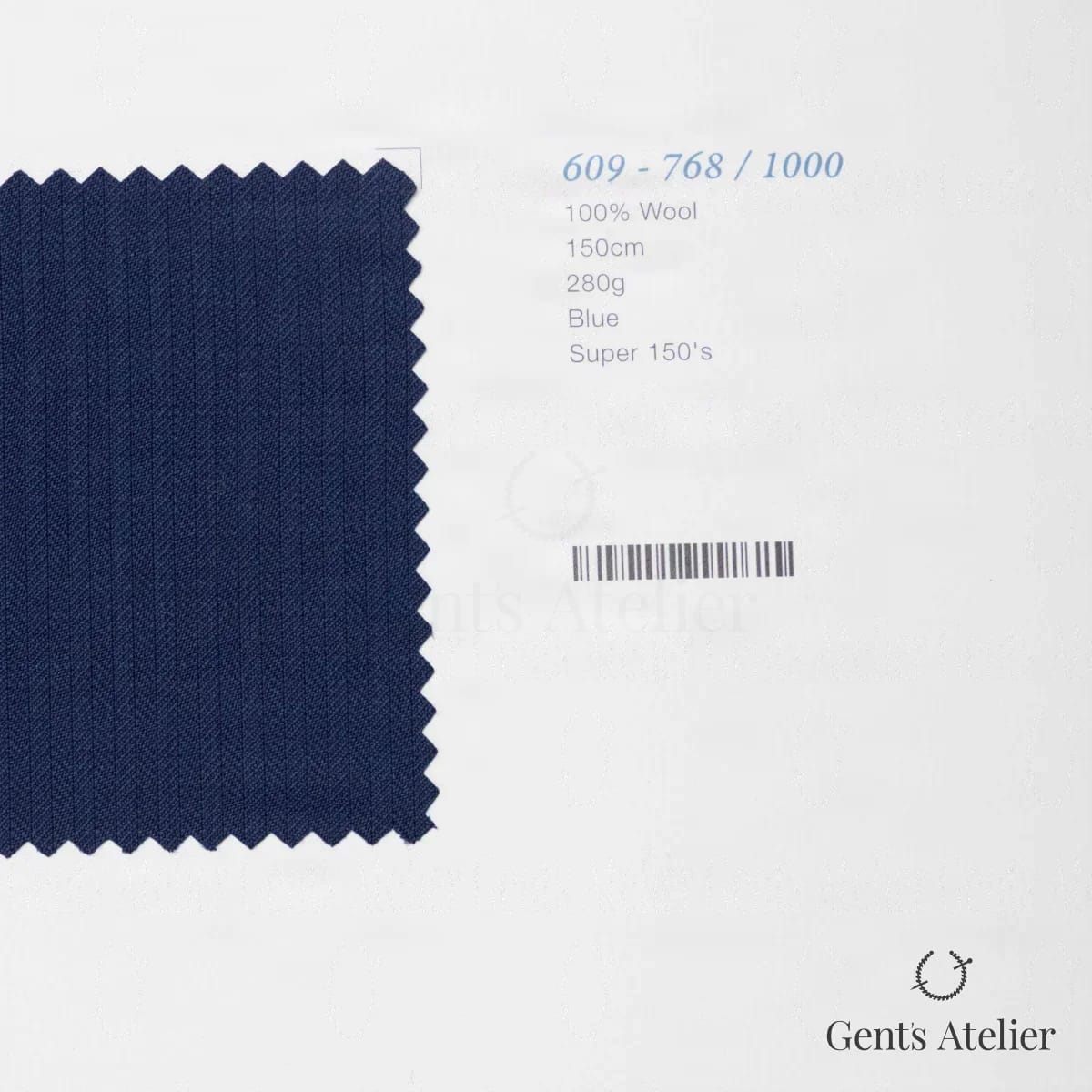 Образец ткани Marzoni 609 - 768 / 1000 с этикеткой — Синий