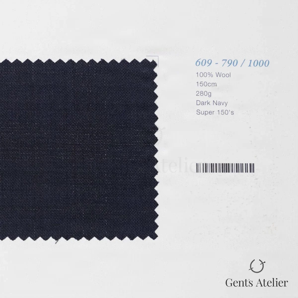 Образец ткани Marzoni 609 - 790 / 1000 с этикеткой — Тёмно-синий