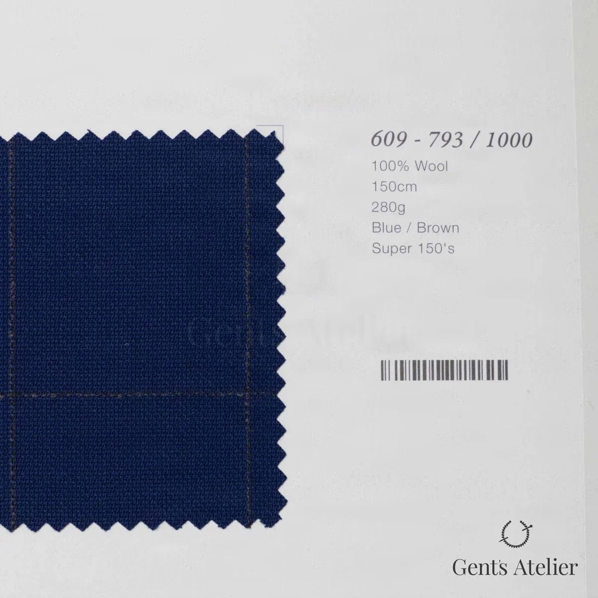 Образец ткани Marzoni 609 - 793 / 1000 с этикеткой — Синий / Коричневый