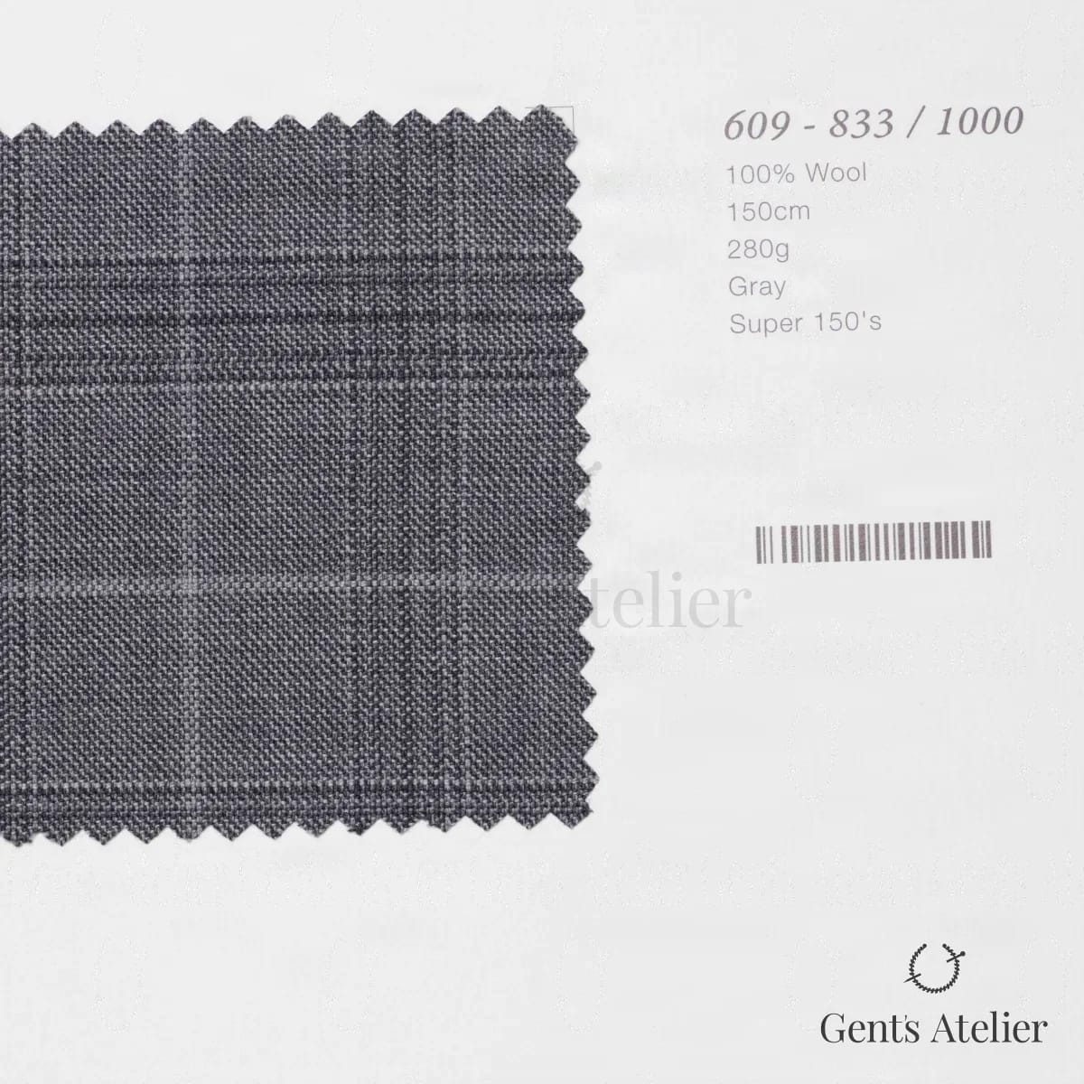 Образец ткани Marzoni 609 - 833 / 1000 с этикеткой — Серый