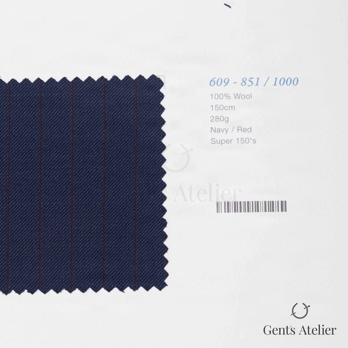Образец ткани Marzoni 609 - 851 / 1000 с этикеткой — Тёмно-синий / Красный