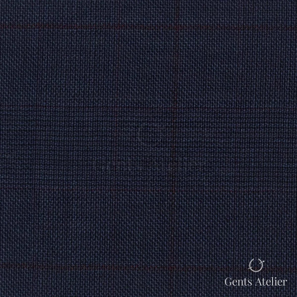 Костюмная ткань Marzoni 609 - 859 / 1000 — Тёмно-синий / Бордовый, виндоупейн, 100% шерсть