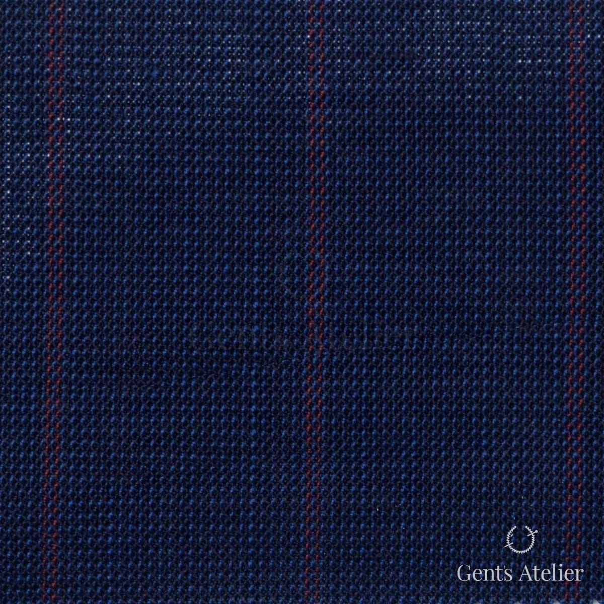Костюмная ткань Marzoni 619 - 165 / 1000 — Синий / Красный, в полоску, 100% шерсть