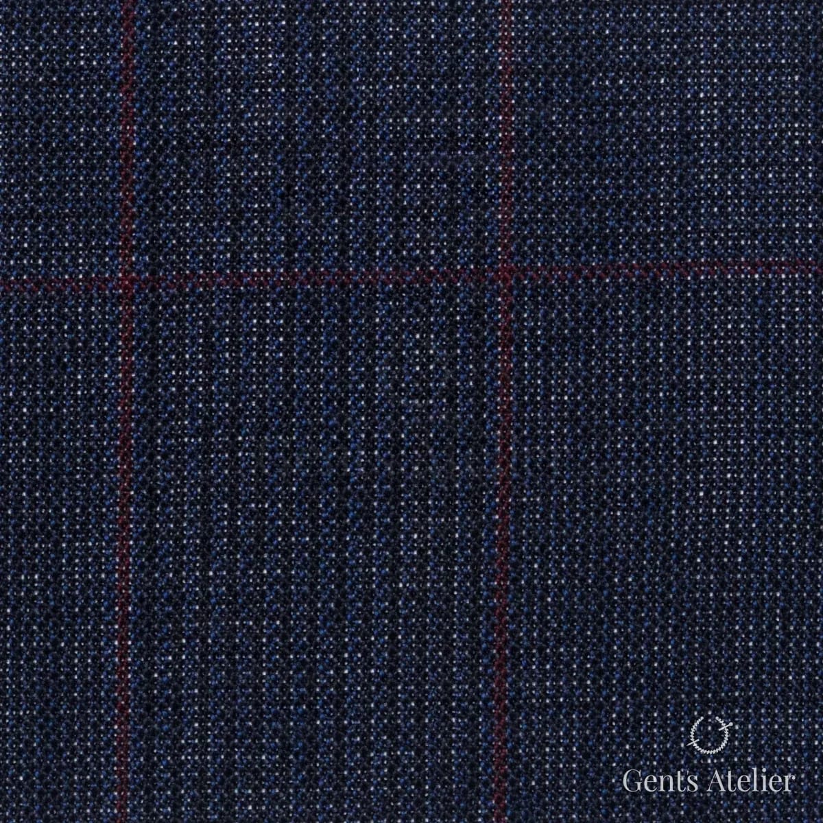 Костюмная ткань Marzoni 619 - 169 / 1000 — Синий / Красный, виндоупейн, 100% шерсть