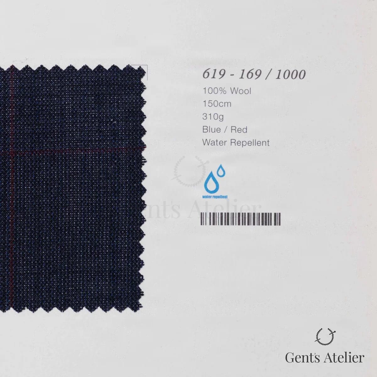 Образец ткани Marzoni 619 - 169 / 1000 с этикеткой — Синий / Красный
