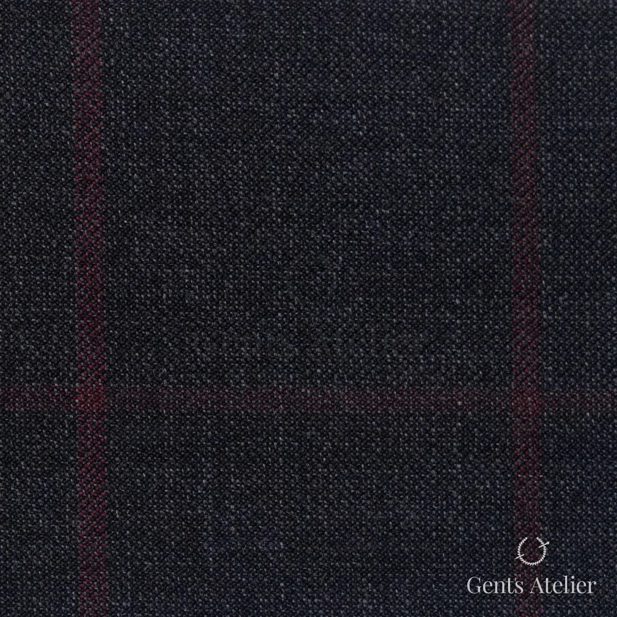 Костюмная ткань Marzoni 621 - 065 / 900 — Тёмно-серый / Красный, виндоупейн, 100% шерсть