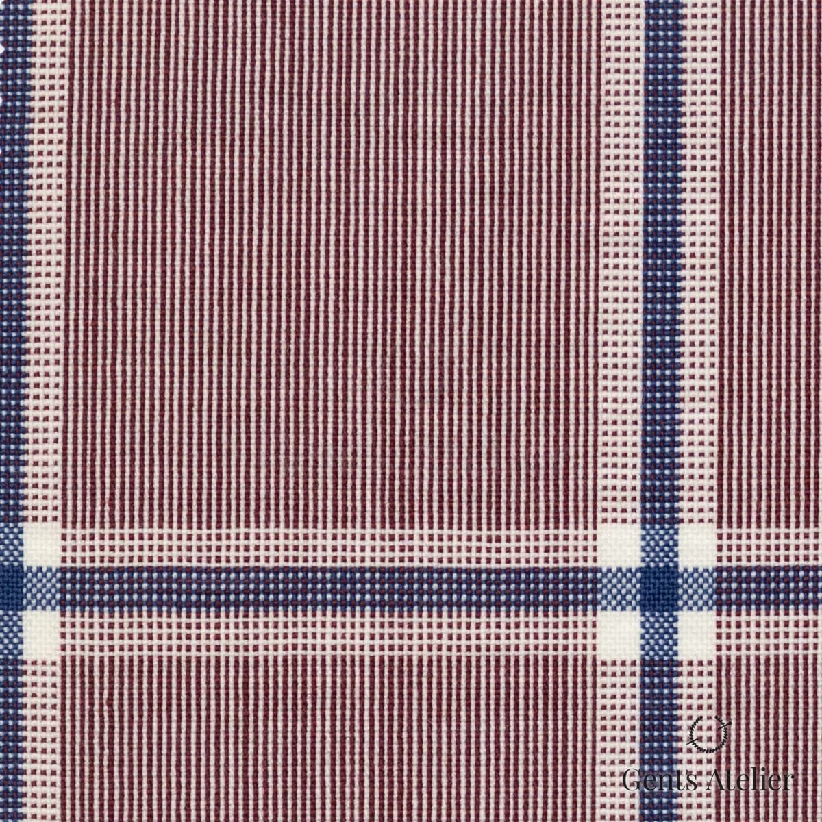 Костюмная ткань Marzoni 631 - 029 / 900 — Бордовый / Белый / Синий, в клетку, 100% шерсть