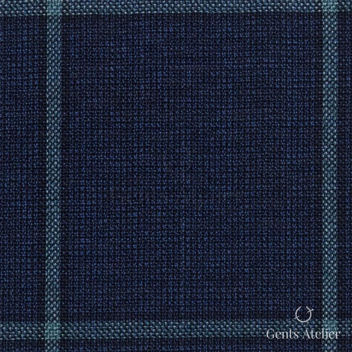 Костюмная ткань Marzoni 651 - 790 / 1000 — Синий / Бирюзовый, виндоупейн, 100% шерсть