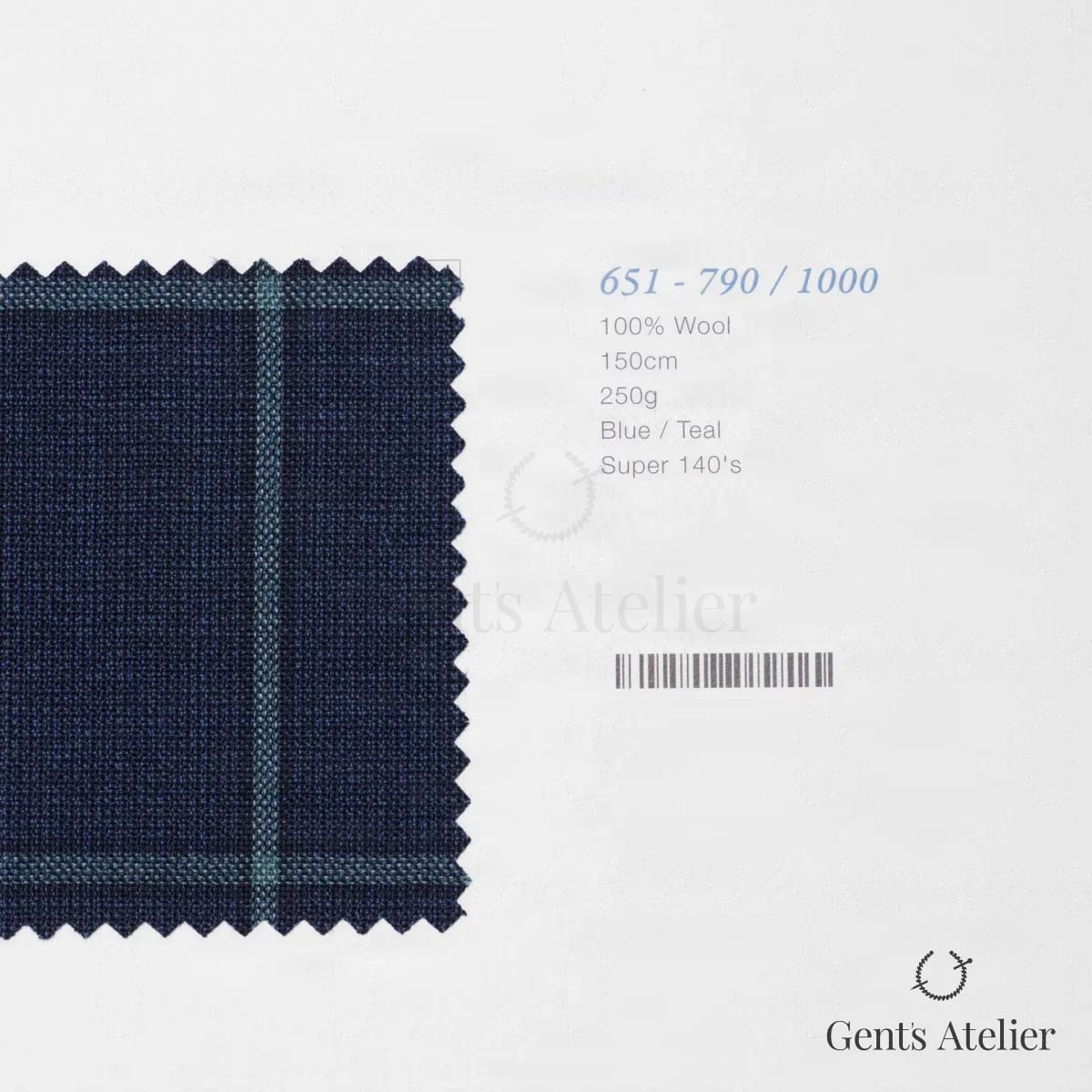 Образец ткани Marzoni 651 - 790 / 1000 с этикеткой — Синий / Бирюзовый