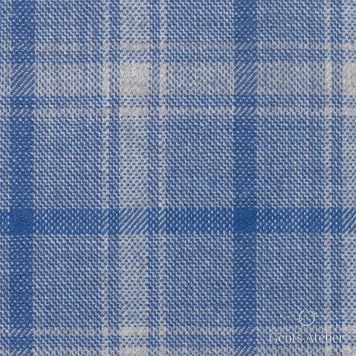 Костюмная ткань Marzoni 655 - 520 / 1200 — Голубой, ёлочка, 100% шерсть