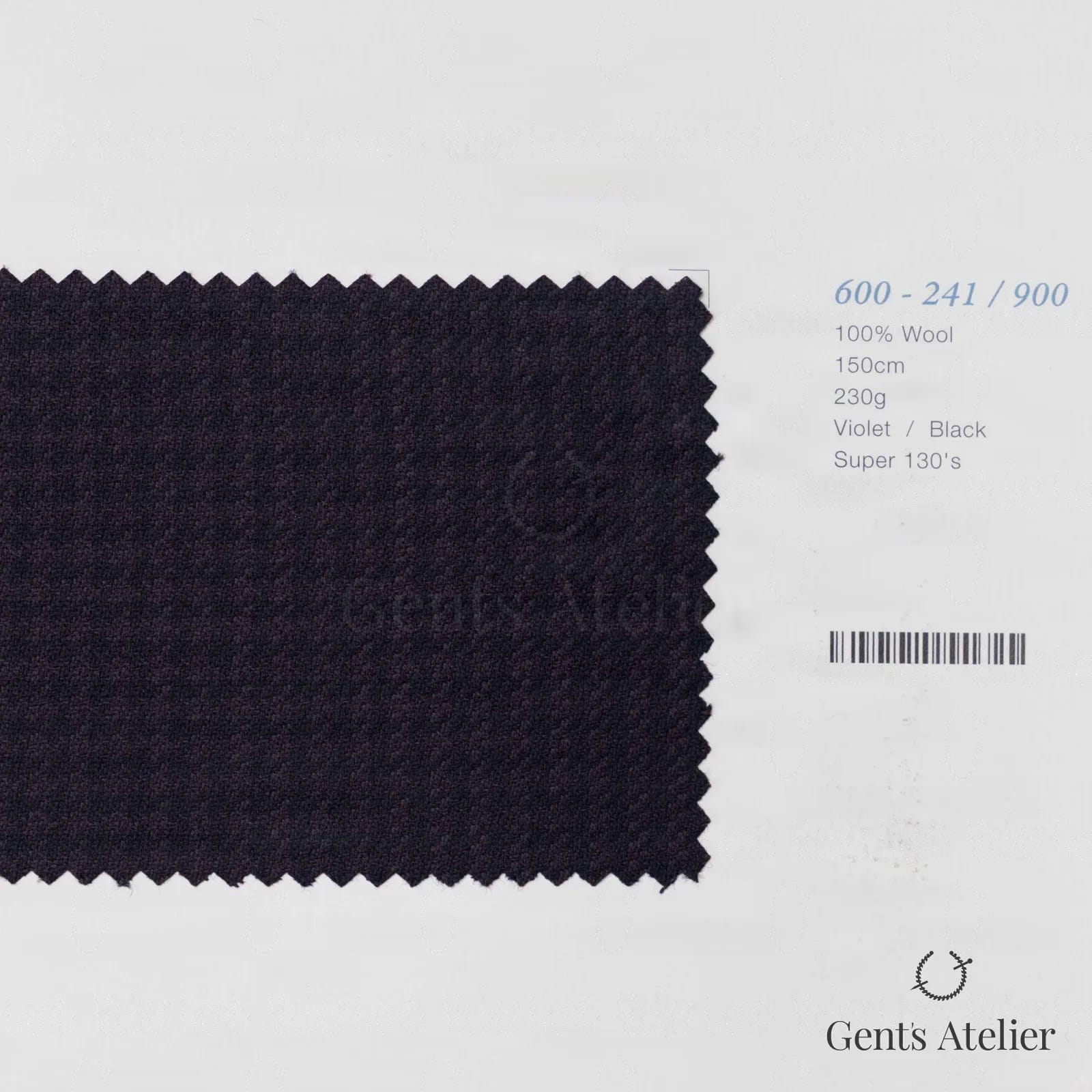 Образец ткани Marzoni 600 - 241 / 900 с этикеткой — Violet / Чёрный