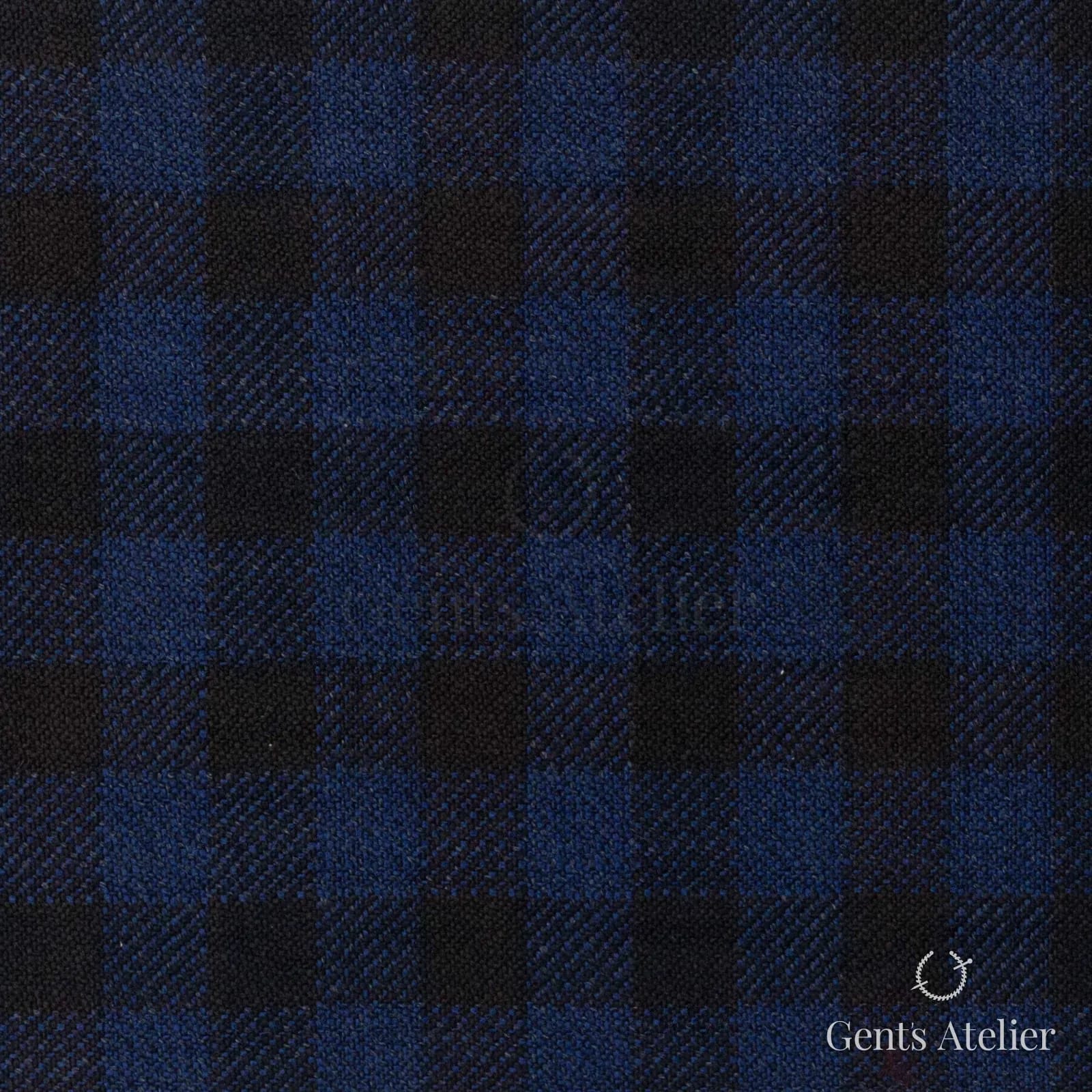 Костюмная ткань Marzoni 600 - 250 / 900 — Тёмно-синий / Антрацит, клетка, 100% шерсть