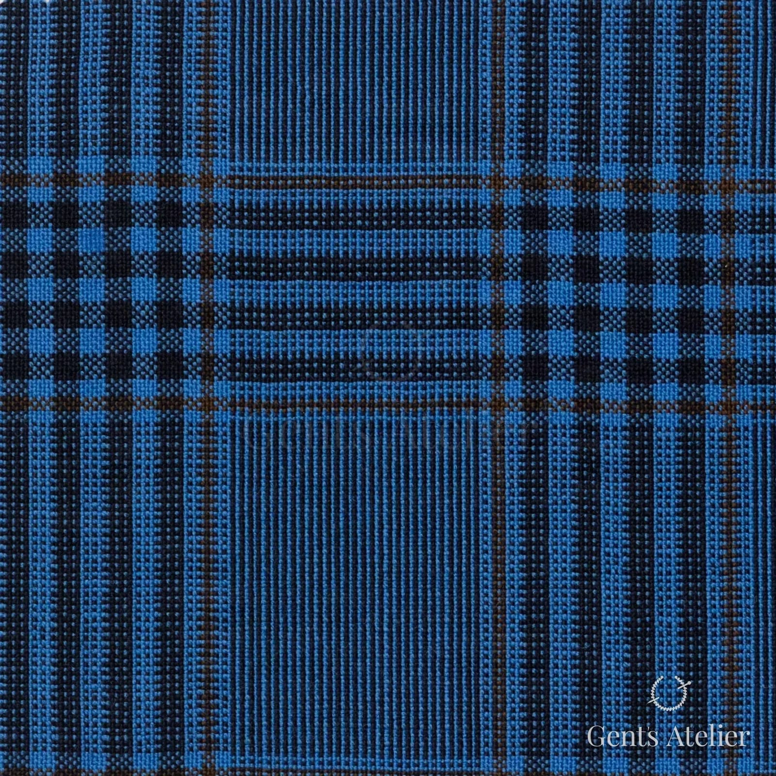 Костюмная ткань Marzoni 600 - 271 / 900 — Синий / Коричневый, клетка, 100% шерсть
