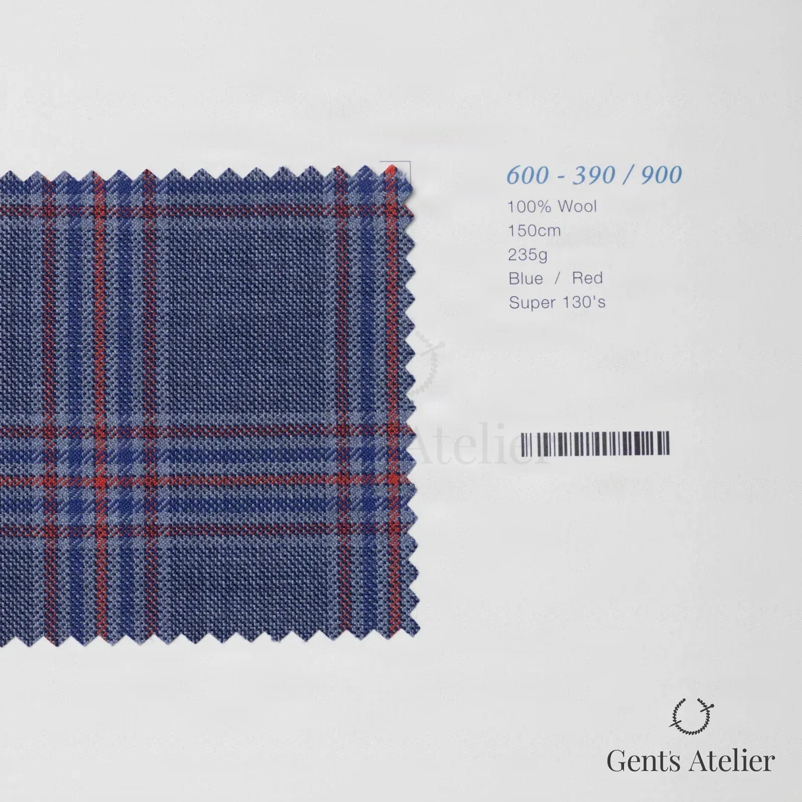 Образец ткани Marzoni 600 - 390 / 900 с этикеткой — Синий / Красный
