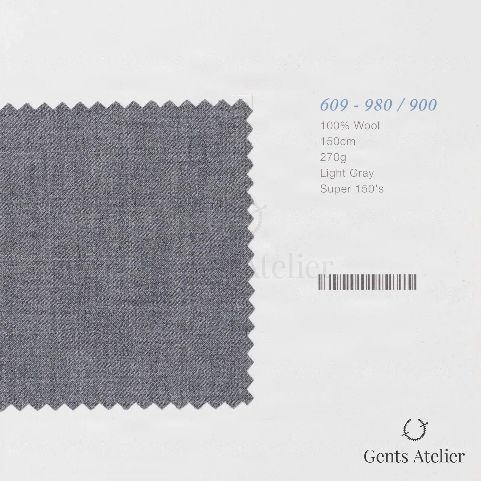 Образец ткани Marzoni 609 - 980 / 900 с этикеткой — Светло-серый