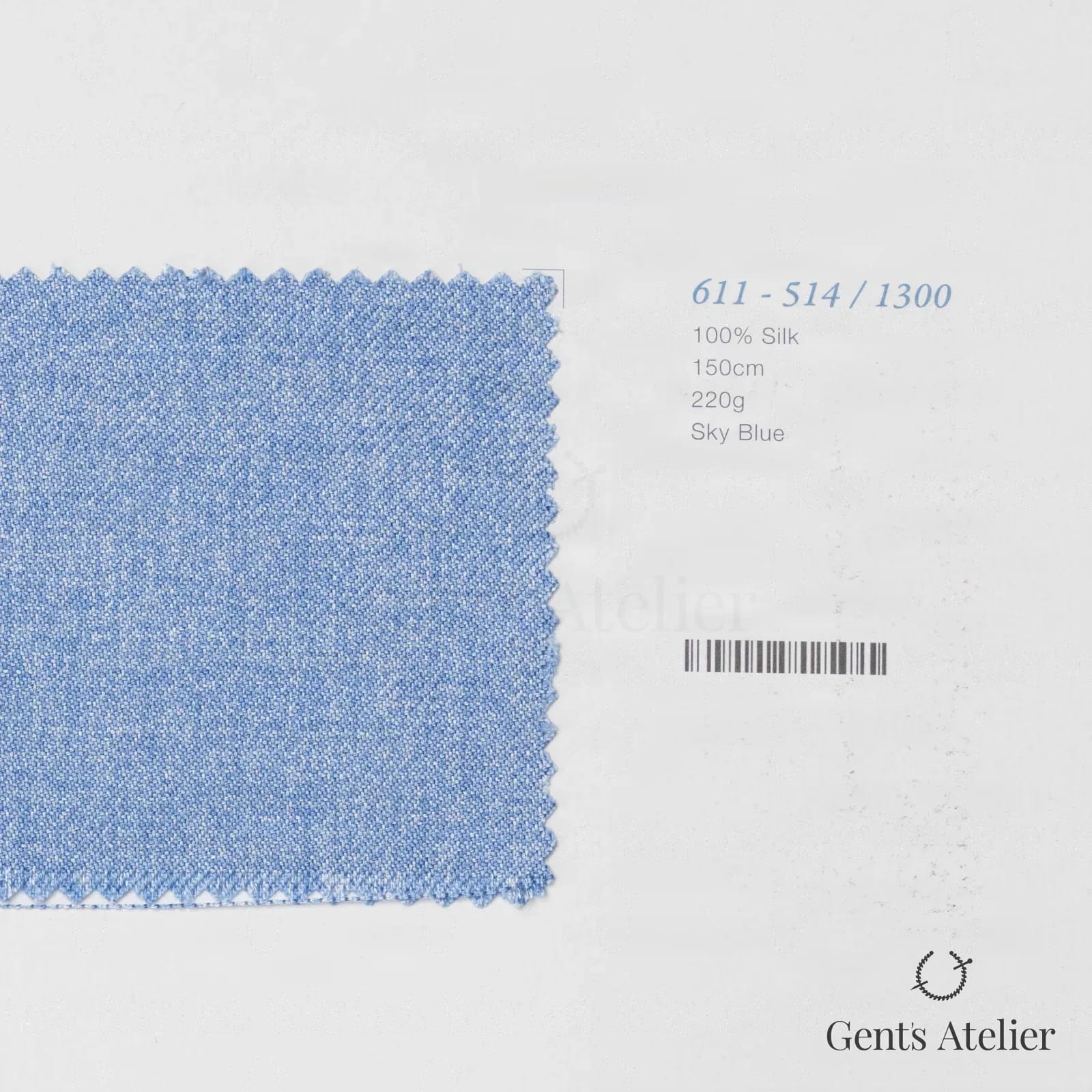 Образец ткани Marzoni 611 - 514 / 1300 с этикеткой — Sky Blue