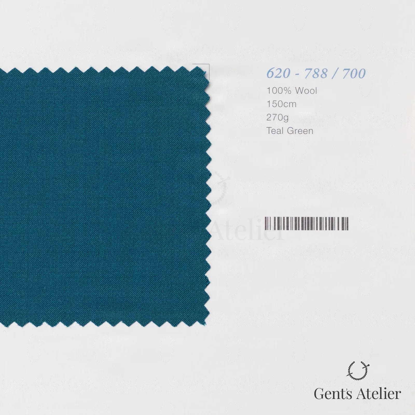 Образец ткани Marzoni 620 - 788 / 700 с этикеткой — Teal Green