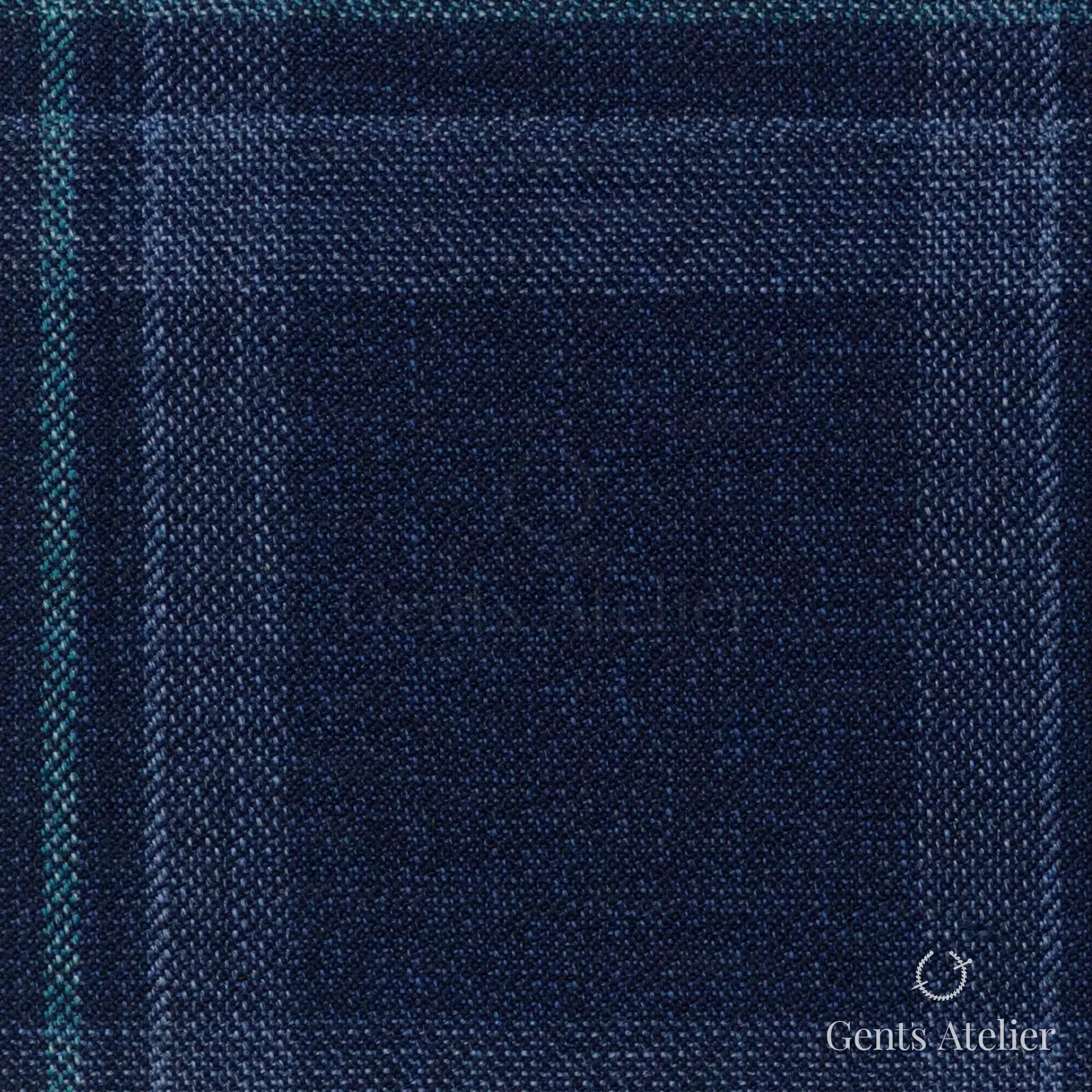 Костюмная ткань Marzoni 651 - 697 / 1000 — Синий / Teal, оконная клетка, 100% шерсть