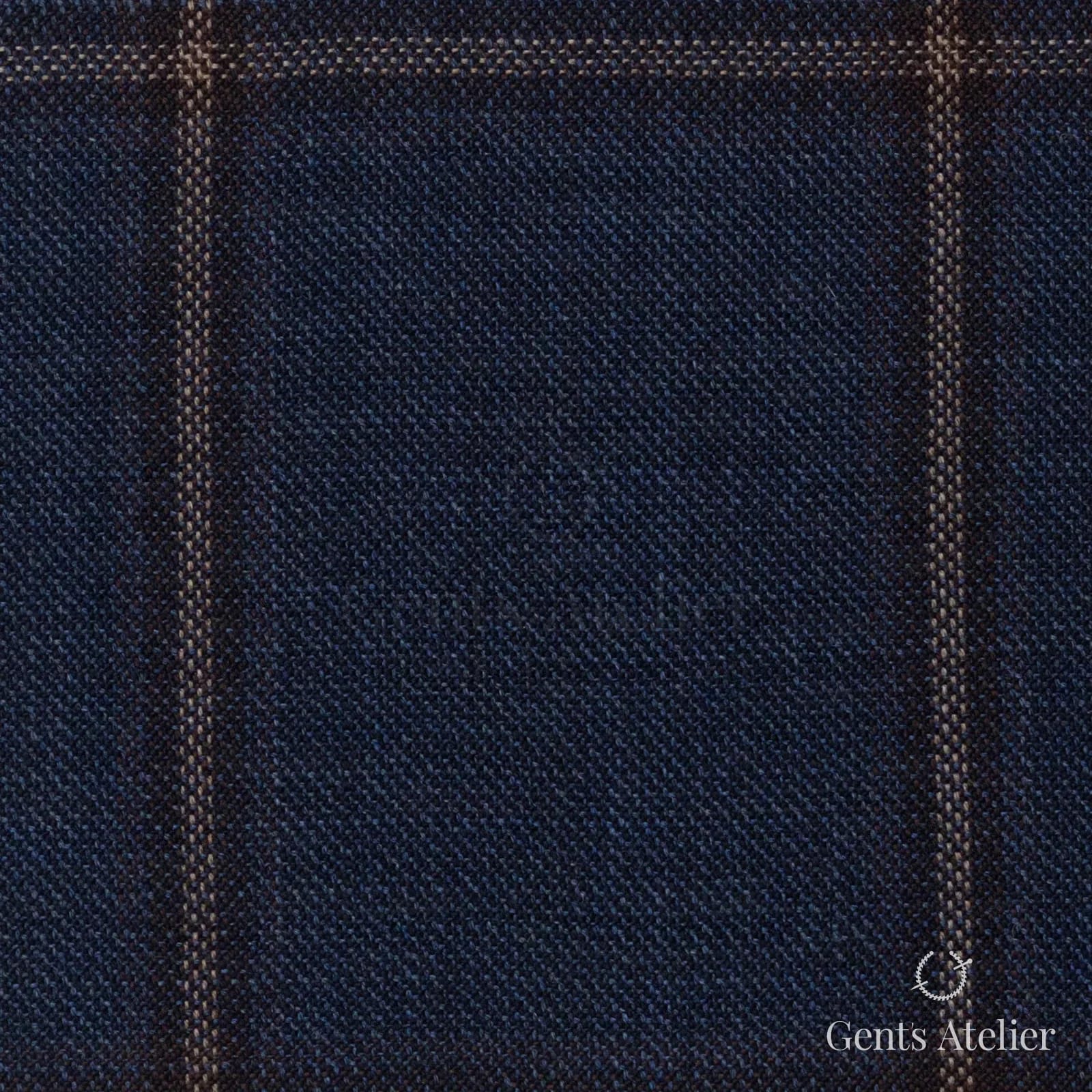 Костюмная ткань Marzoni 651 - 743 / 1200 — Синий / Коричневый, оконная клетка, 100% шерсть