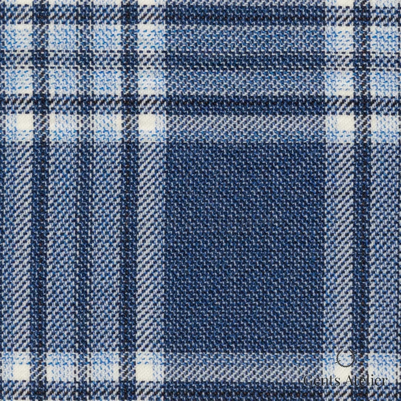 Костюмная ткань Marzoni 651 - 774 / 1200 — Синий / Белый, клетка, 100% шерсть