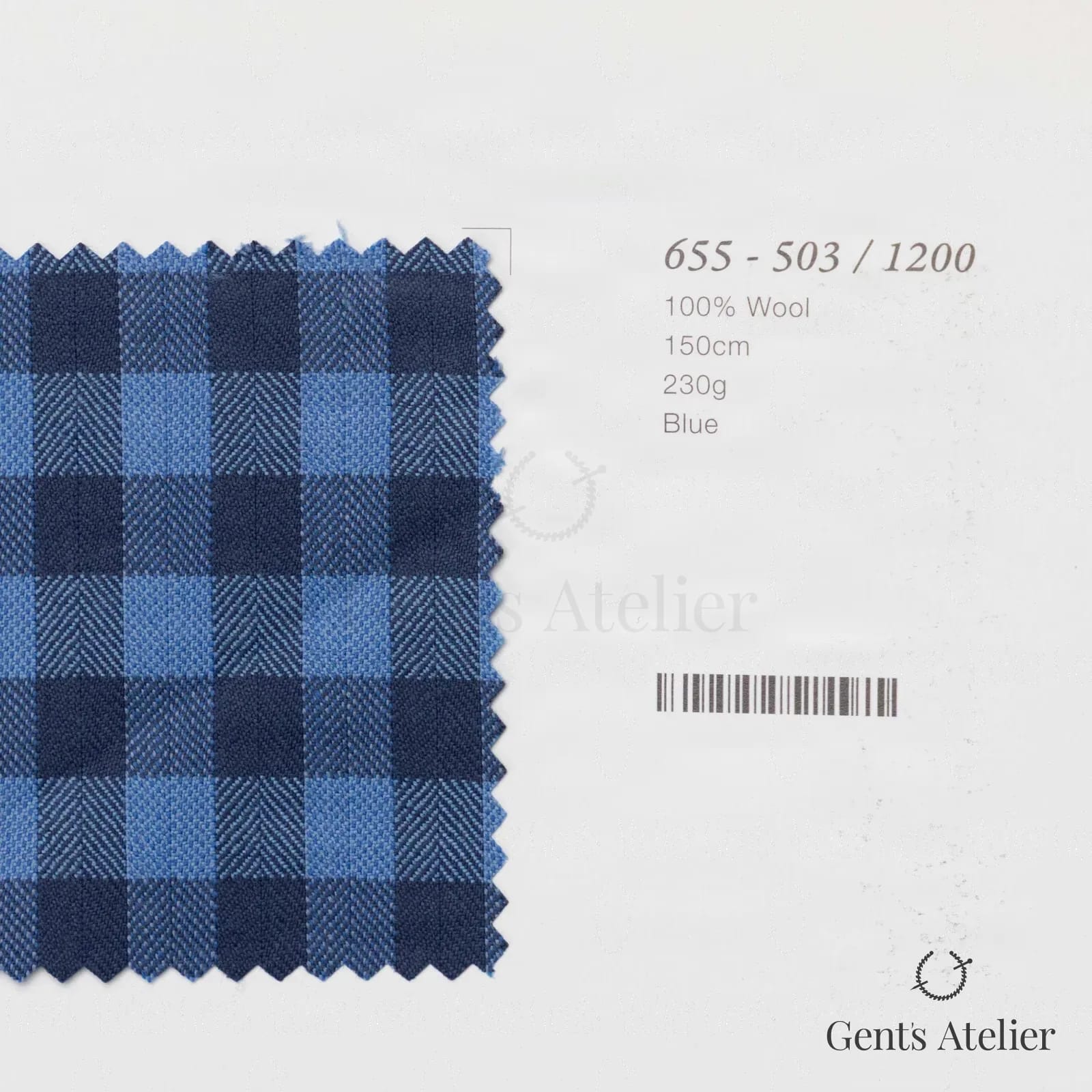 Образец ткани Marzoni 655 - 503 / 1200 с этикеткой — Синий