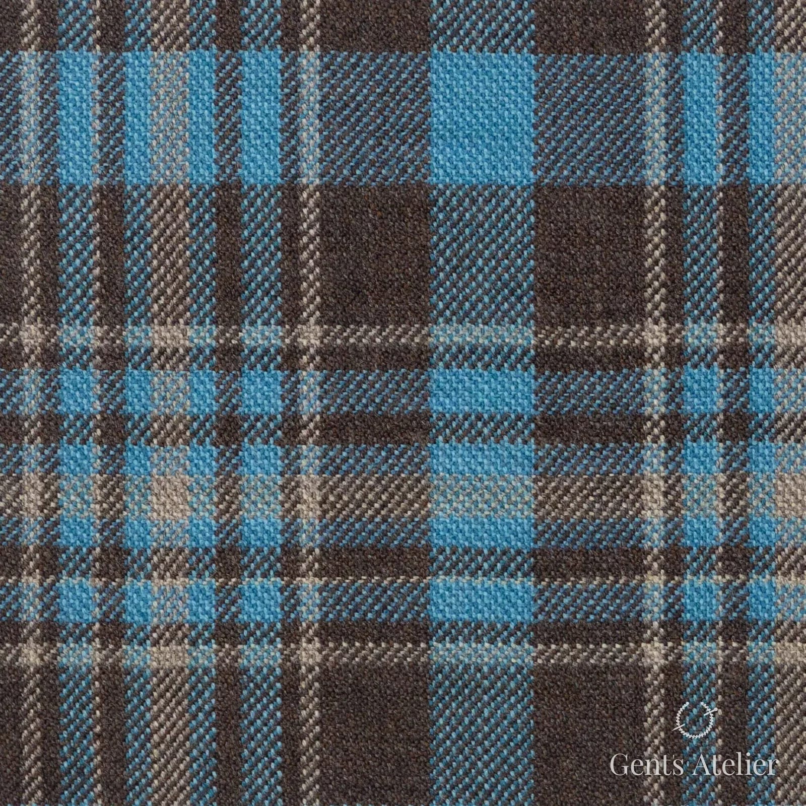 Костюмная ткань Marzoni 655 - 504 / 1200 — Синий / Коричневый, клетка, 100% шерсть