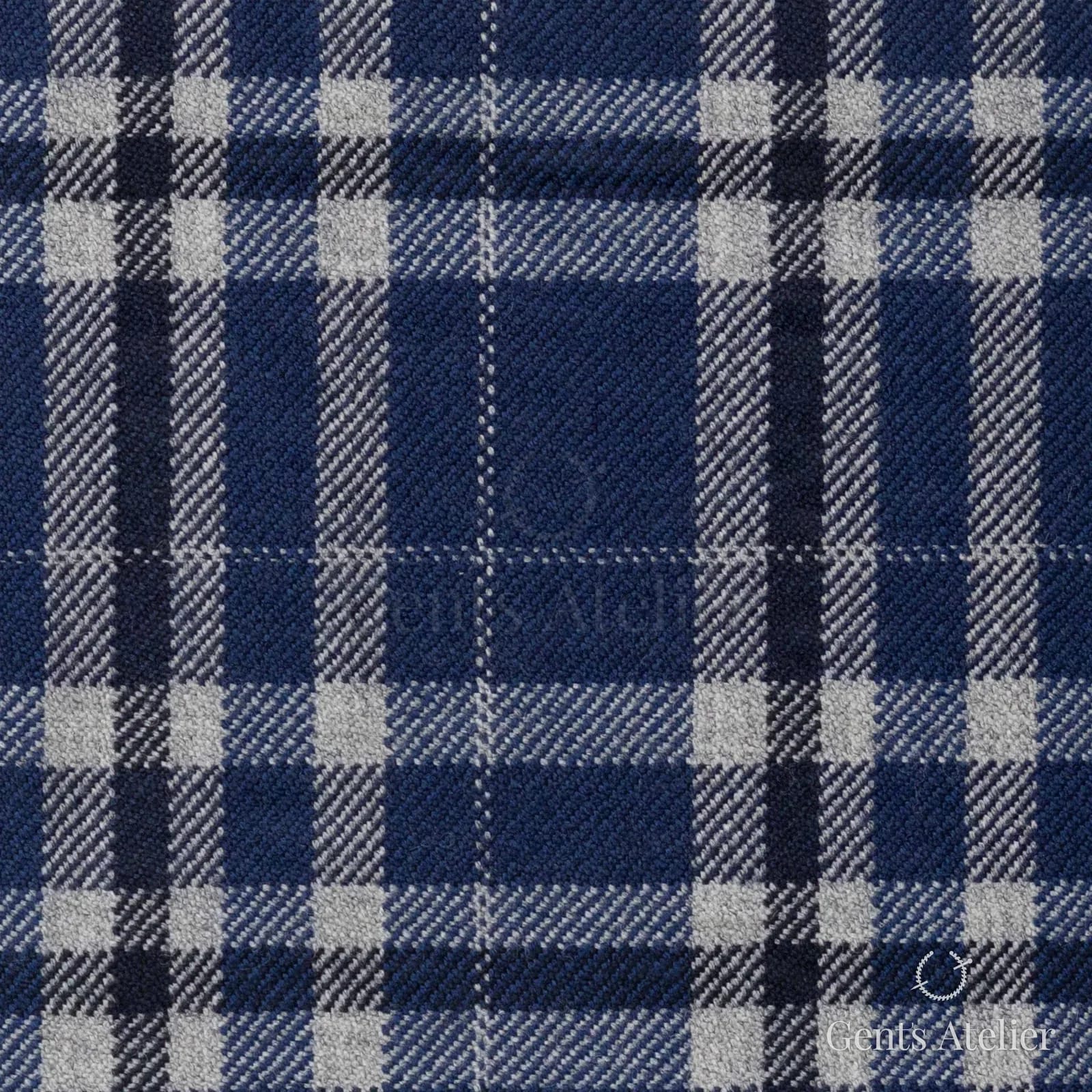 Костюмная ткань Marzoni 655 - 508 / 1200 — Синий / Белый, клетка, 100% шерсть
