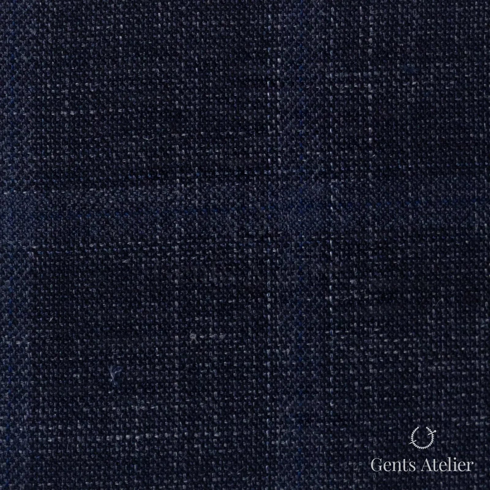 Костюмная ткань Marzoni 655 - 510 / 1200 — Тёмно-синий, оконная клетка, 50% шерсть, 38% шёлк, 12% лён