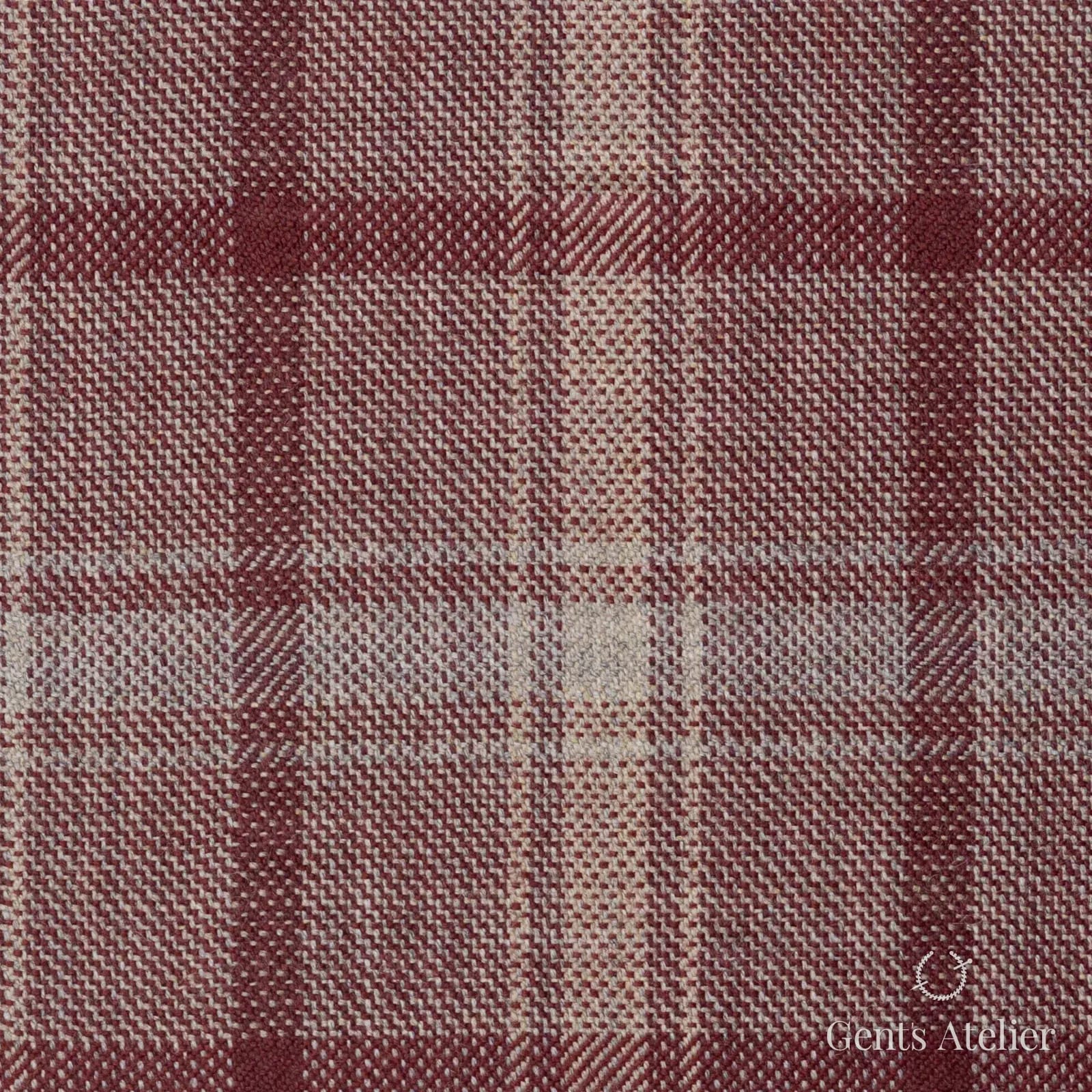 Костюмная ткань Marzoni 655 - 521 / 1200 — Бордовый, клетка, 100% шерсть