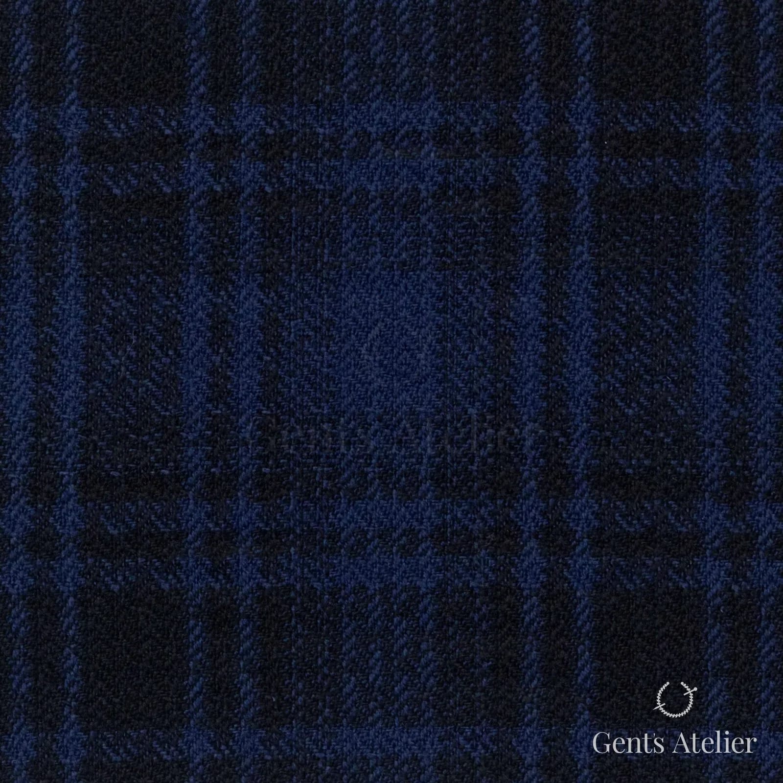 Костюмная ткань Marzoni 655 - 524 / 1200 — Синий / Чёрный, клетка, 100% шерсть