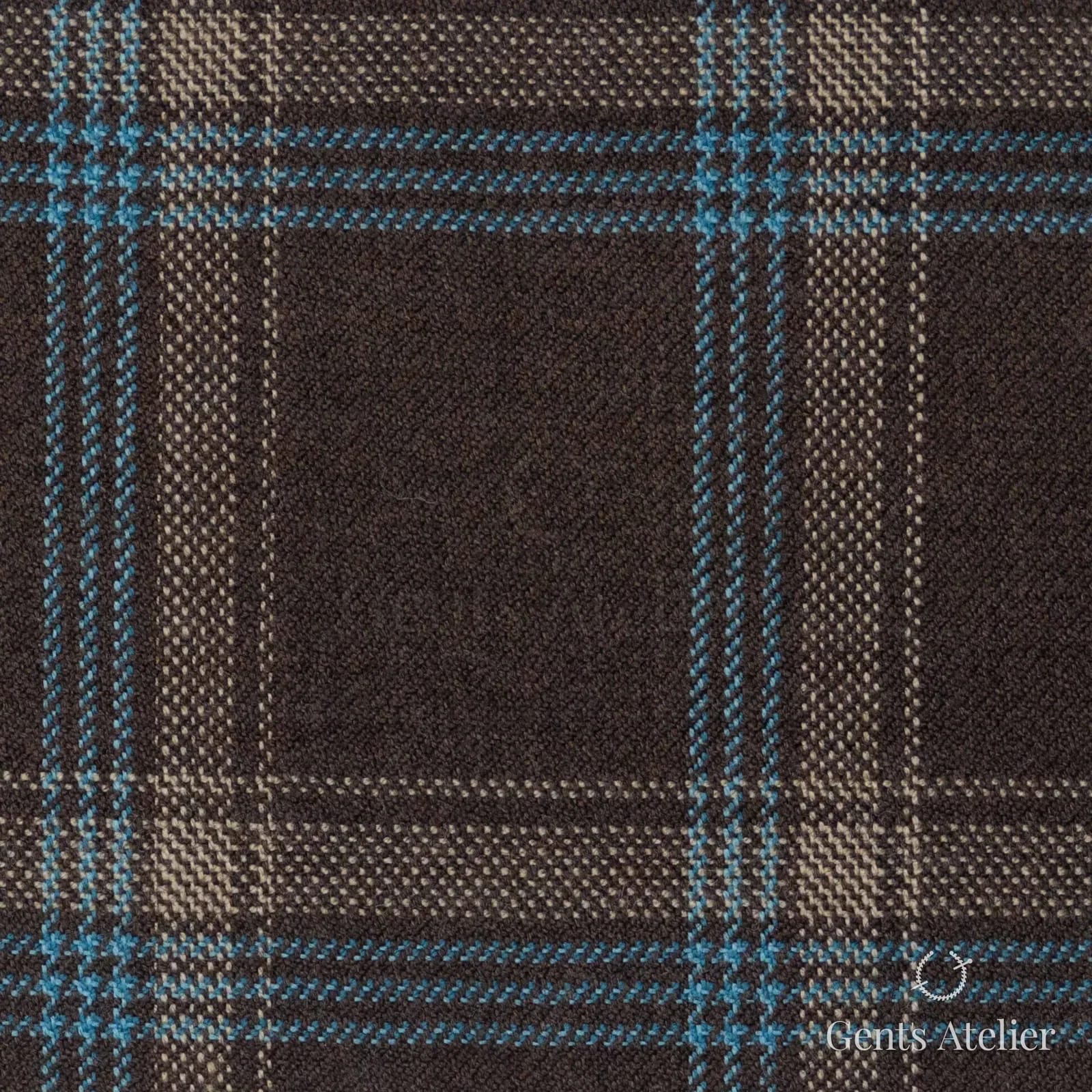 Костюмная ткань Marzoni 655 - 529 / 1200 — Коричневый / Teal, оконная клетка, 100% шерсть