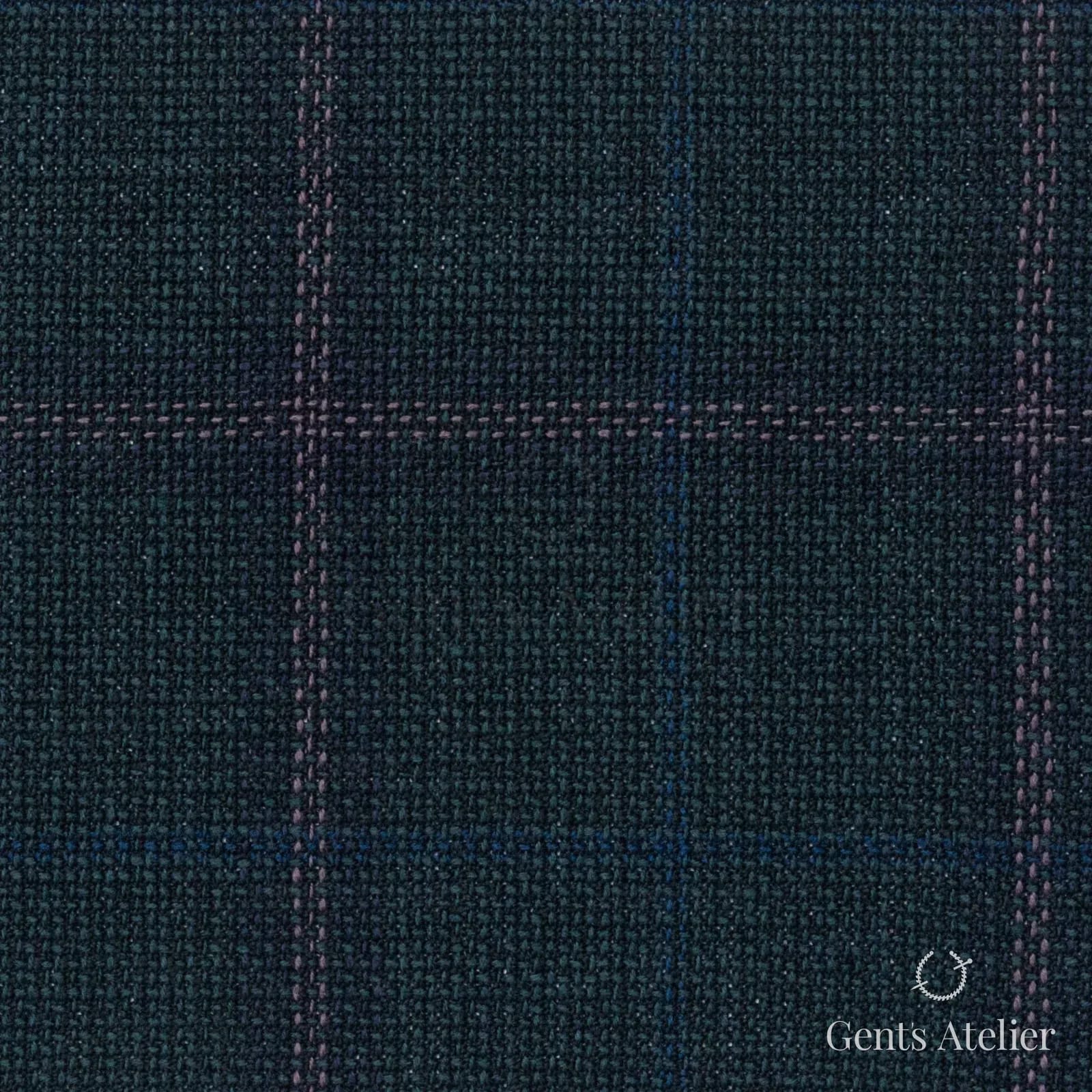 Костюмная ткань Marzoni 655 - 544 / 1200 — Зелёный / Pink, оконная клетка, 100% шерсть