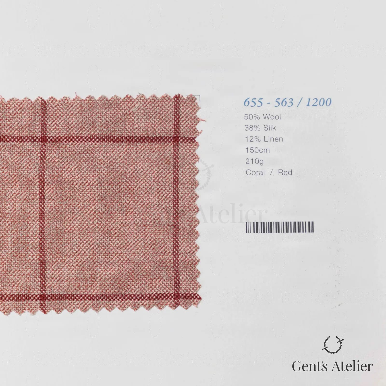 Образец ткани Marzoni 655 - 563 / 1200 с этикеткой — Coral / Красный