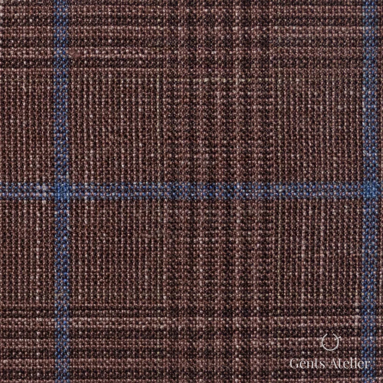 Костюмная ткань Marzoni 655 - 567 / 1200 — Coral / Sky Blue, оконная клетка, 71% шерсть, 15% шёлк, 14% лён
