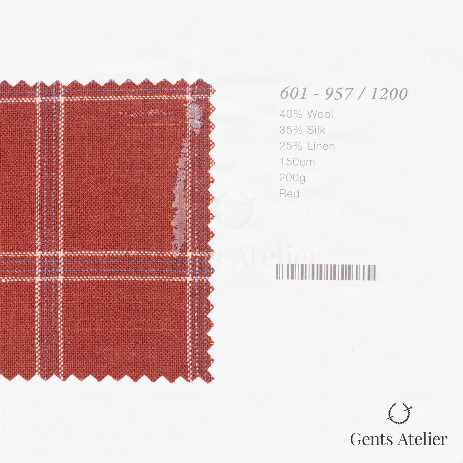 Образец ткани Marzoni 601 - 957 / 1200 с этикеткой — Красный