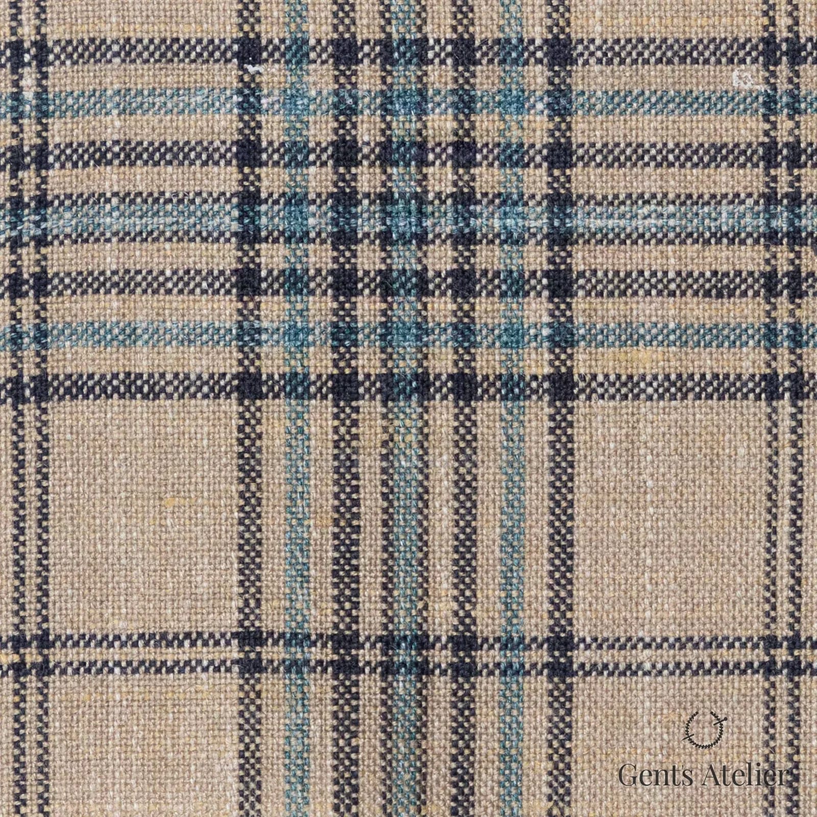 Костюмная ткань Marzoni 601 - 958 / 1200 — Хаки / Зелёный, клетка, 40% шерсть, 35% шёлк, 25% лён