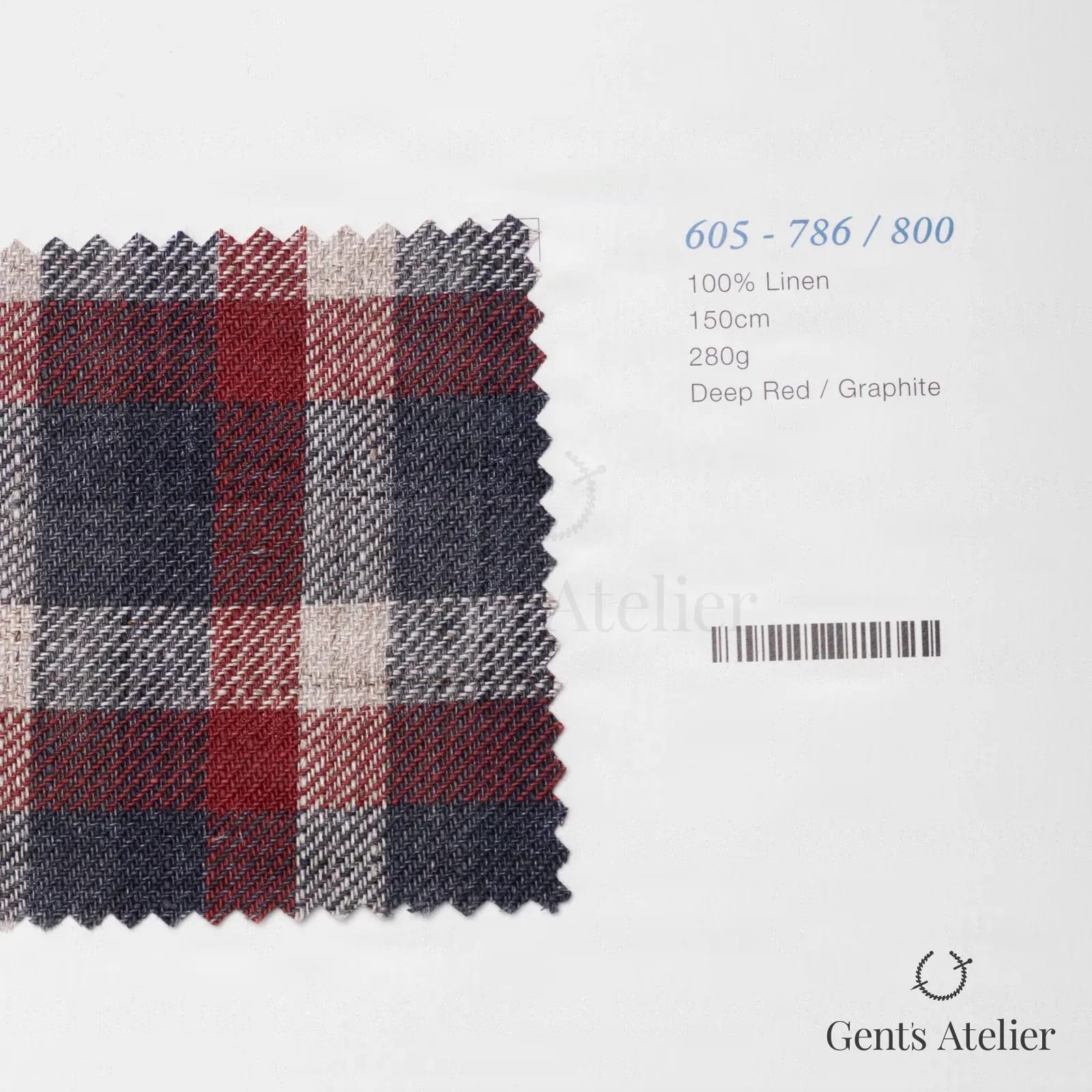 Образец ткани Marzoni 605 - 786 / 800 с этикеткой — Deep Red / Graphite