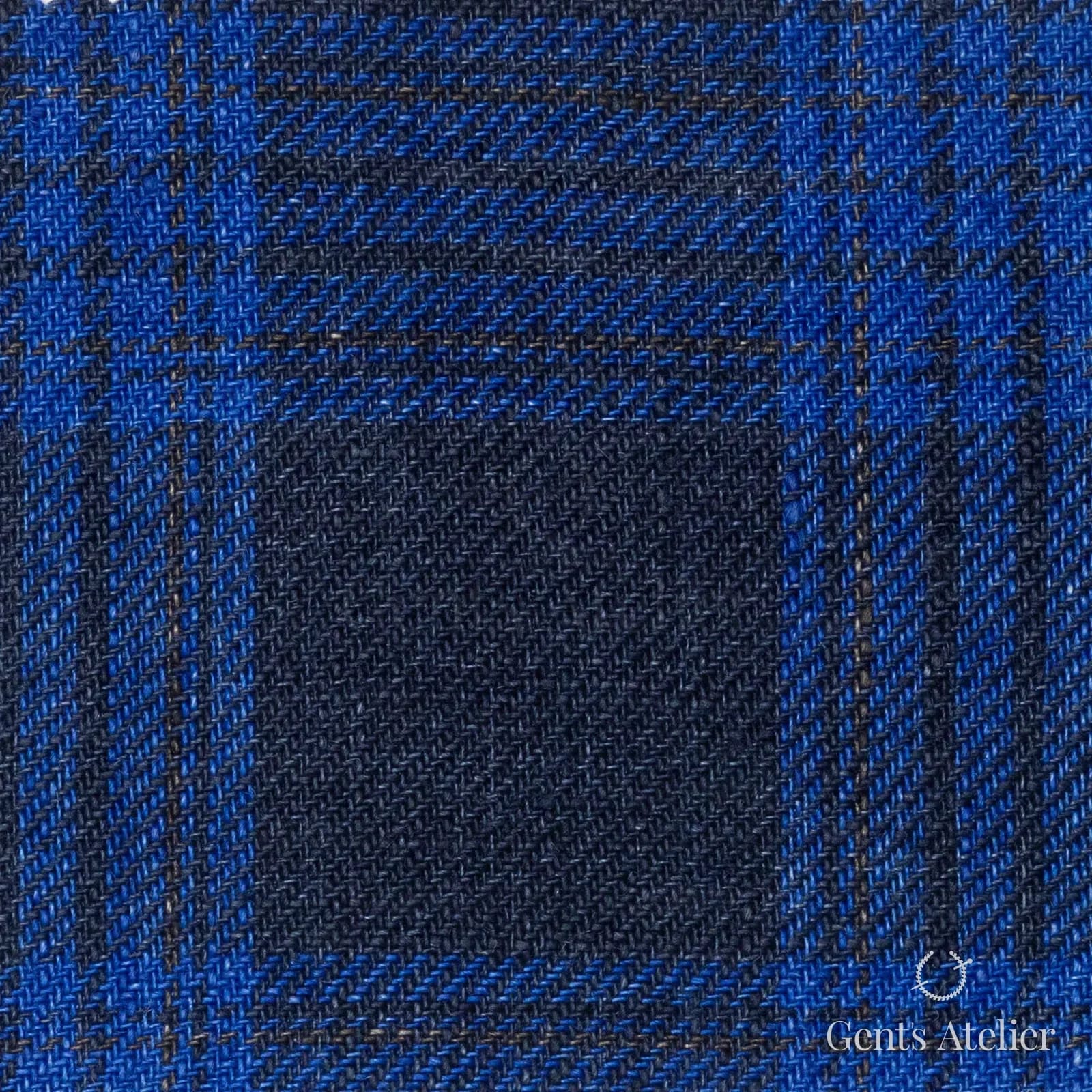 Костюмная ткань Marzoni 605 - 791 / 800 — Тёмно-синий / Синий, клетка, 100% лён
