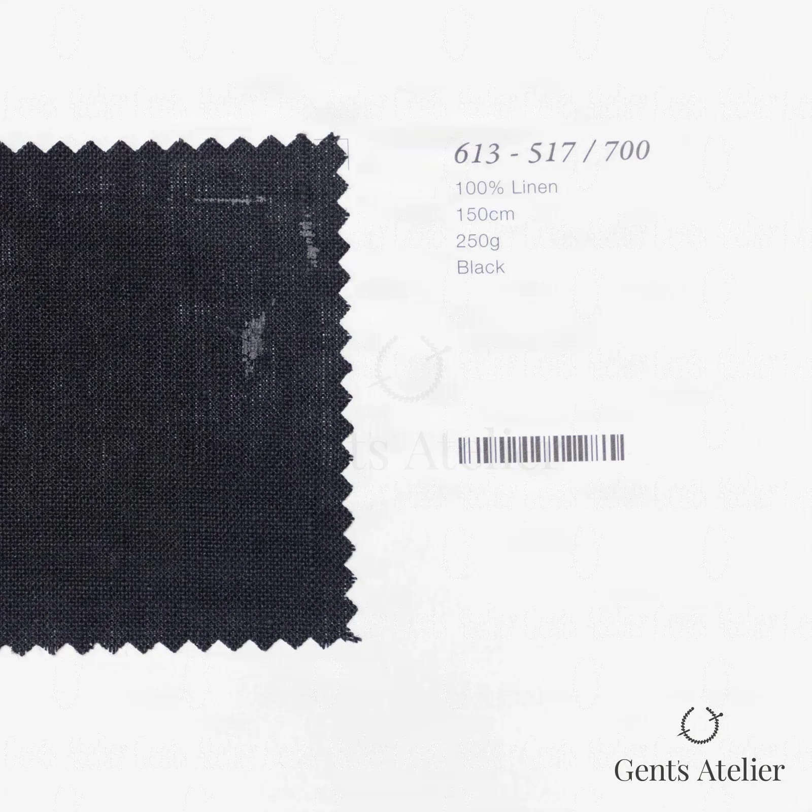 Образец ткани Marzoni 613 - 517 / 700 с этикеткой — Чёрный