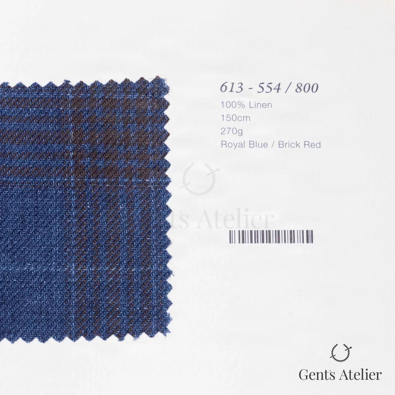 Образец ткани Marzoni 613 - 554 / 800 с этикеткой — Синий / Brick Red
