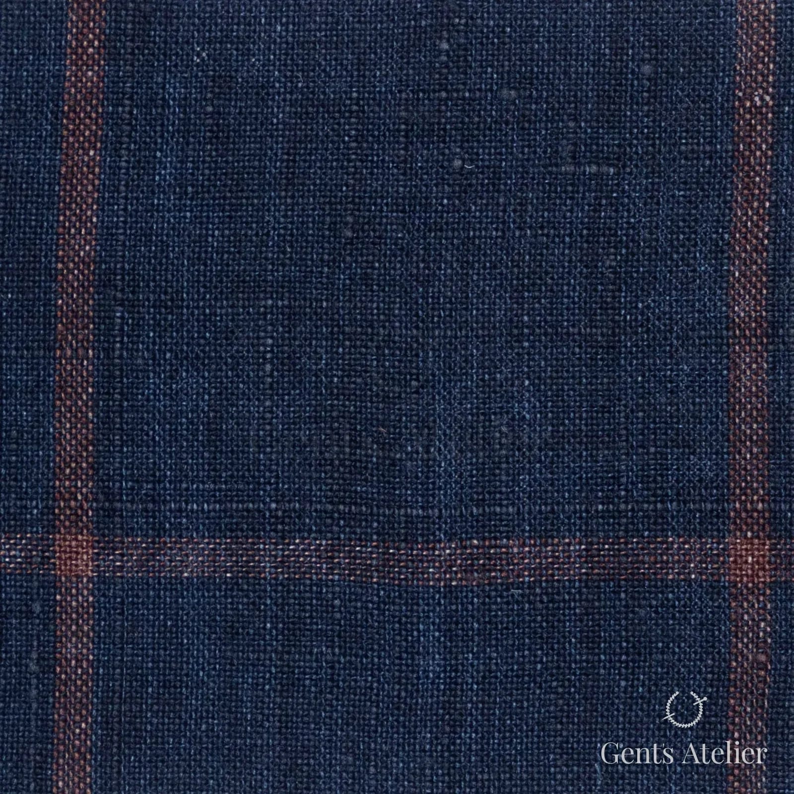 Костюмная ткань Marzoni 613 - 559 / 700 — Тёмно-синий / Красный, оконная клетка, 100% лён