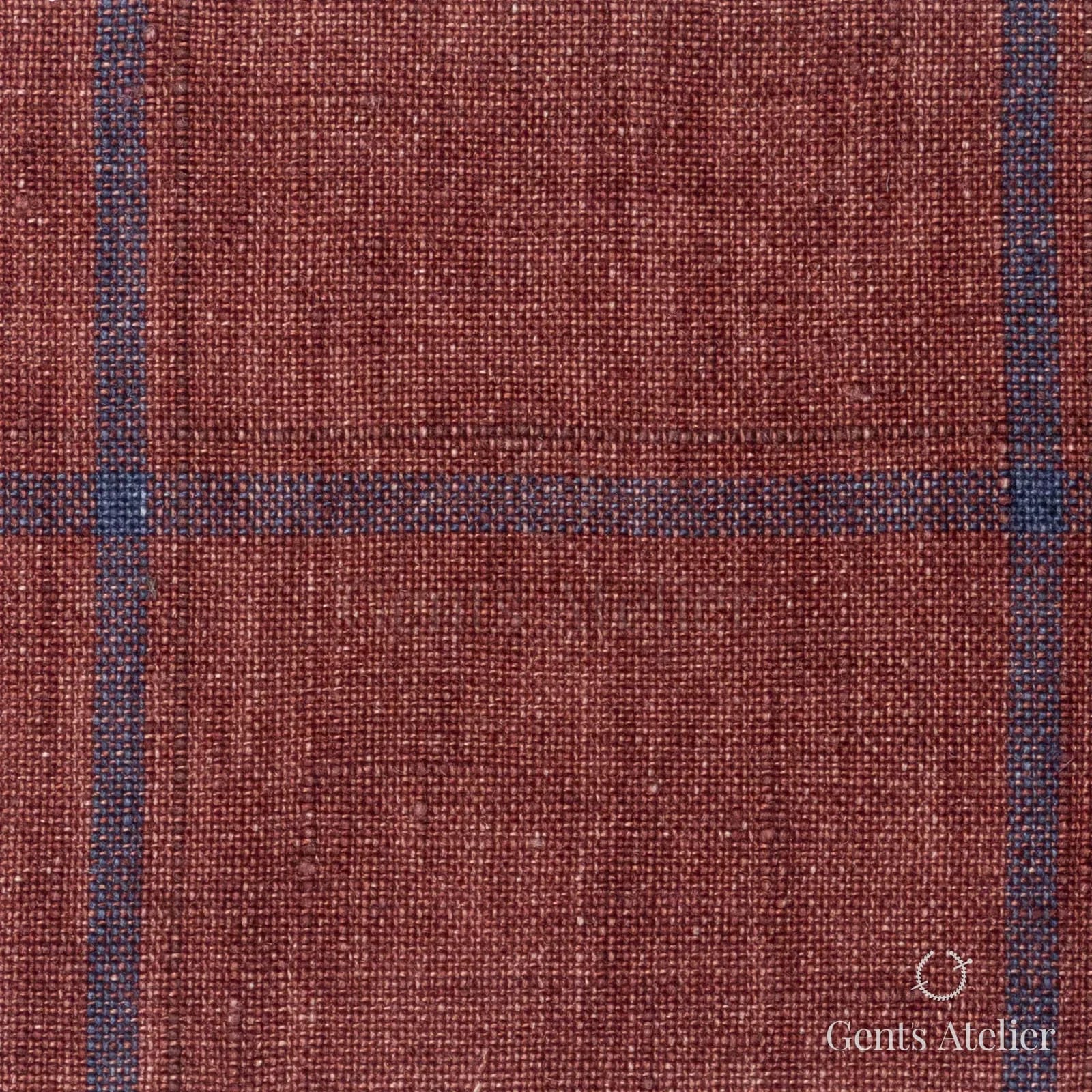 Костюмная ткань Marzoni 613 - 560 / 700 — Красный / Синий, оконная клетка, 100% лён