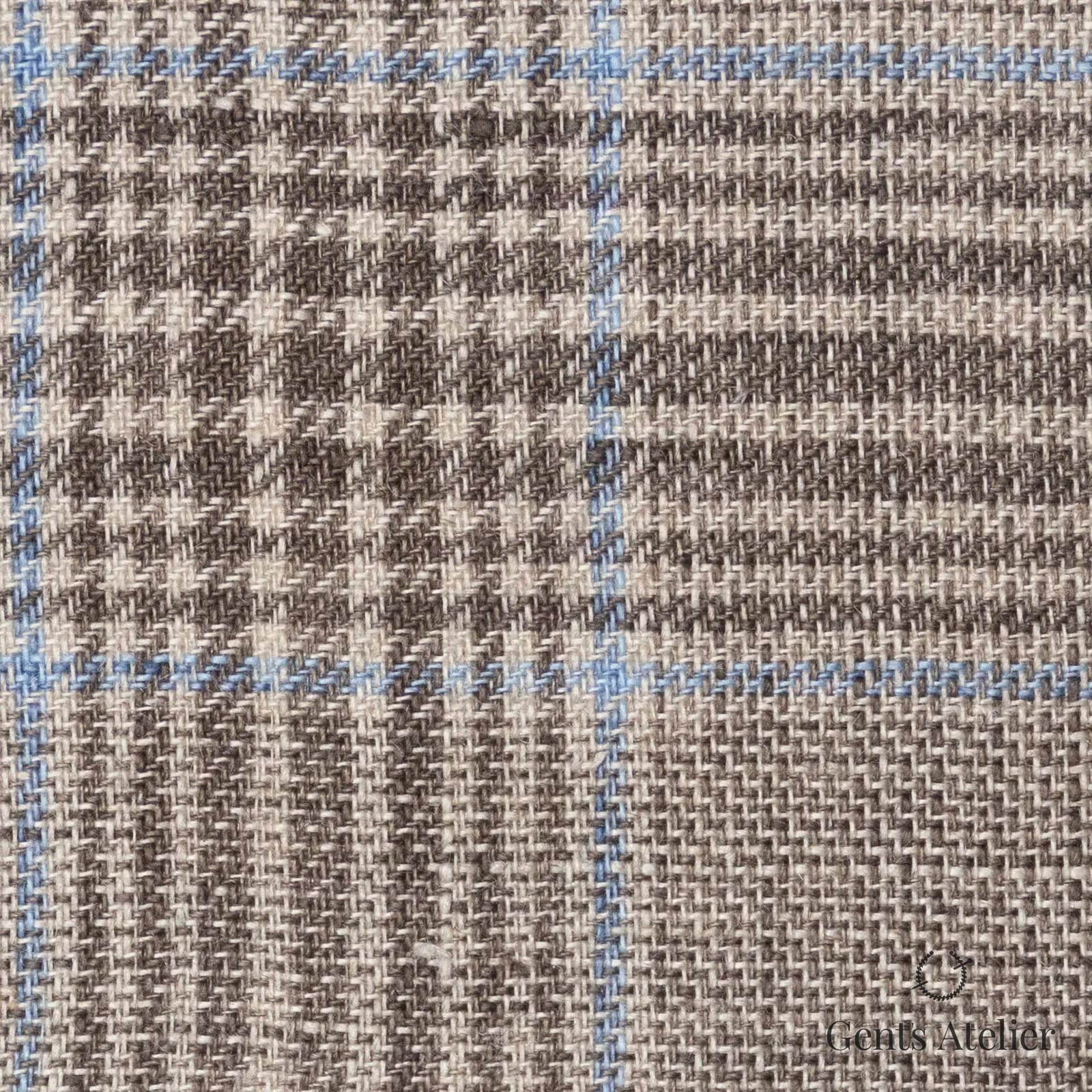 Костюмная ткань Marzoni 613 - 569 / 800 — Бежевый / Синий, гусиная лапка, 100% лён