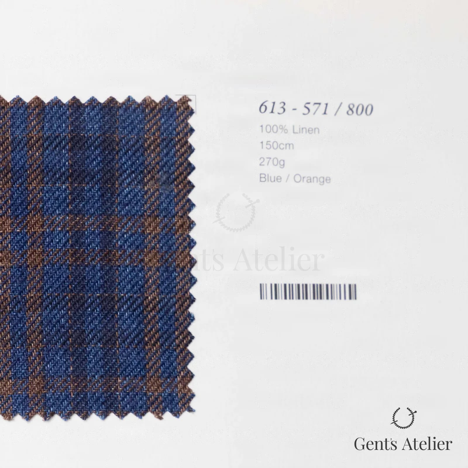 Образец ткани Marzoni 613 - 571 / 800 с этикеткой — Синий / Orange