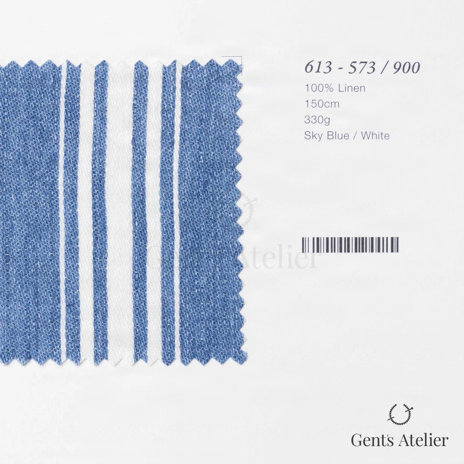 Образец ткани Marzoni 613 - 573 / 900 с этикеткой — Sky Blue / Белый