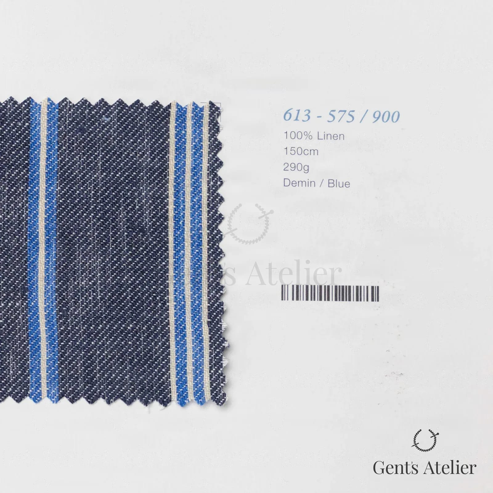 Образец ткани Marzoni 613 - 575 / 900 с этикеткой — Demin / Синий