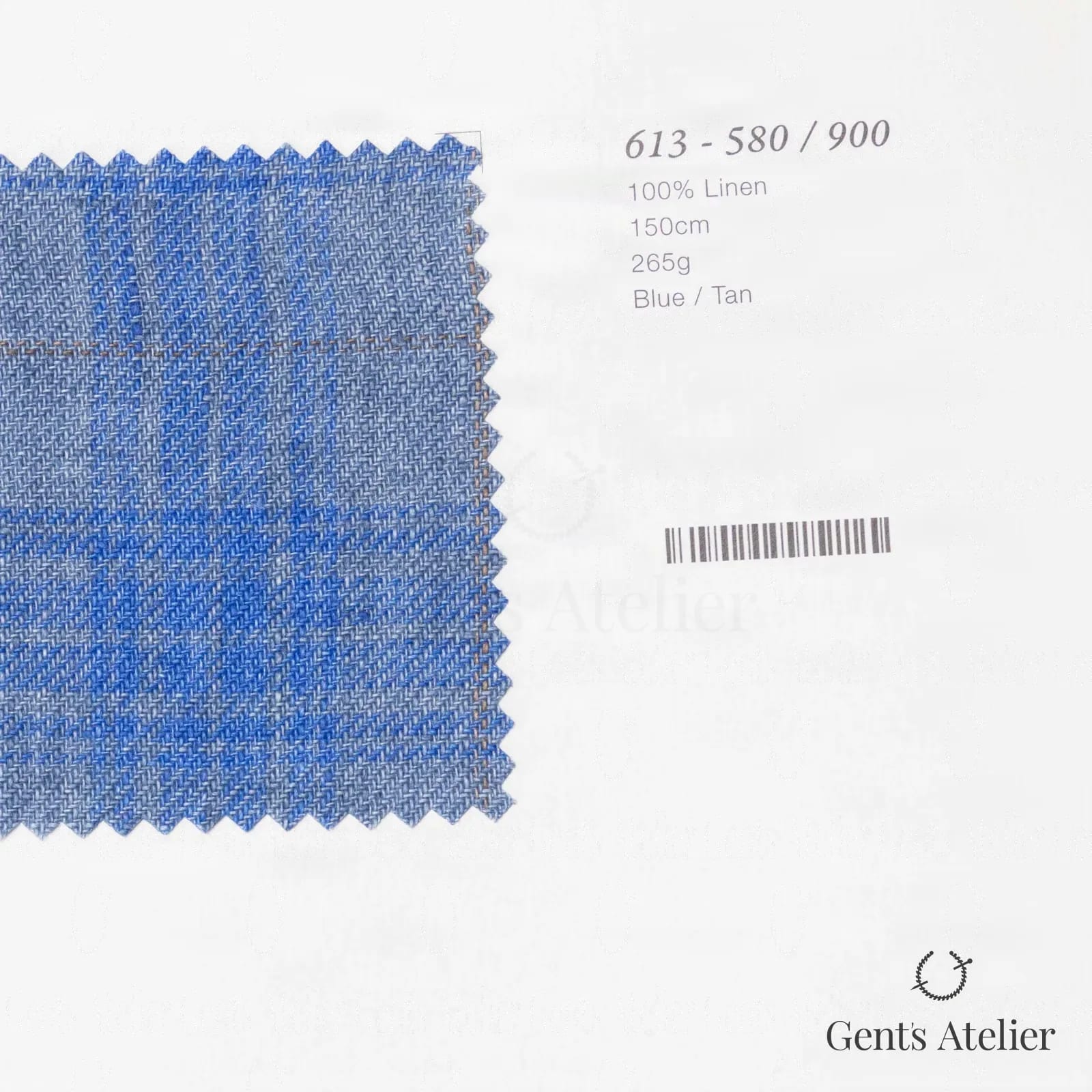 Образец ткани Marzoni 613 - 580 / 900 с этикеткой — Синий / Tan