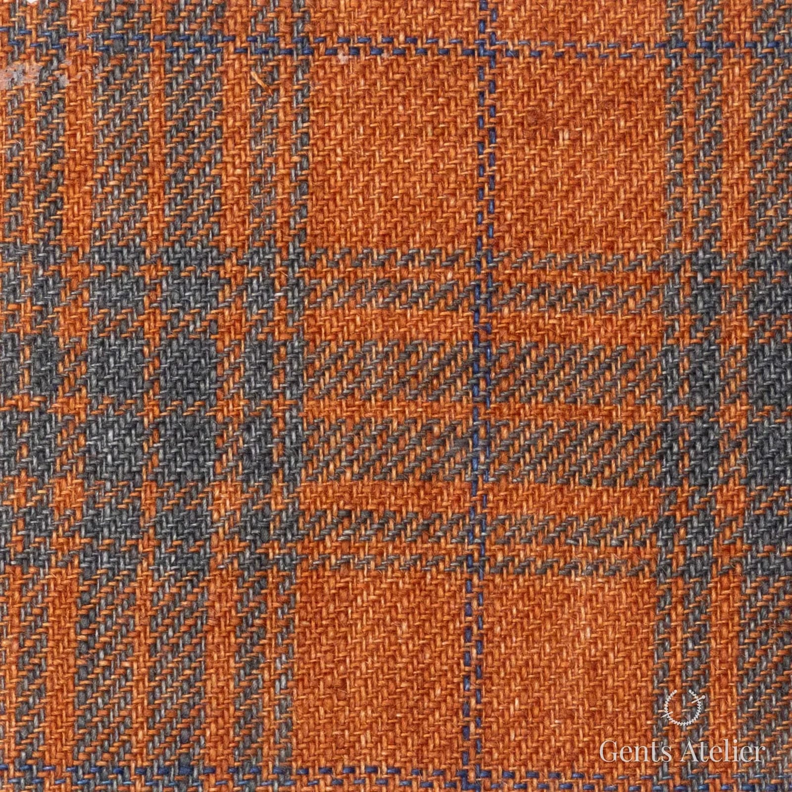 Костюмная ткань Marzoni 613 - 581 / 900 — Orange / Зелёный, клетка, 100% лён